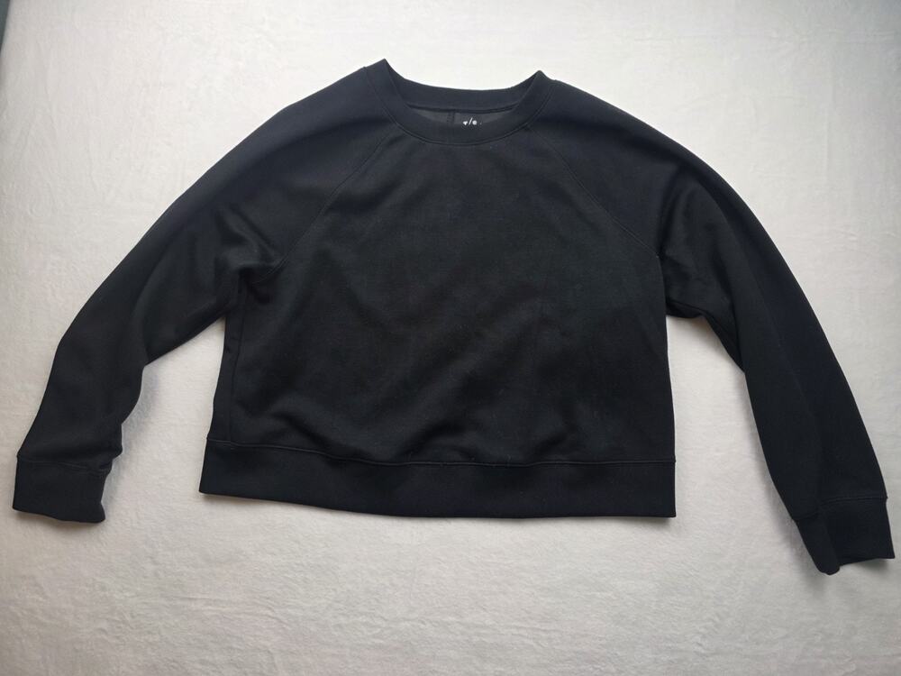 T/S By Thrive Societe Women Large Sweatshirt Black Cropped Athleisure Loungewear